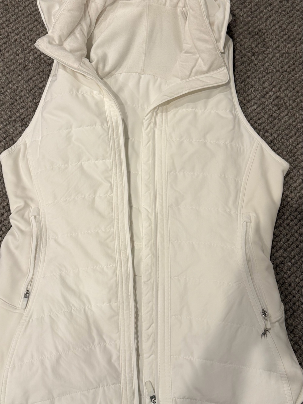Lululemon White Quilted Vest - Sleek Zip Front